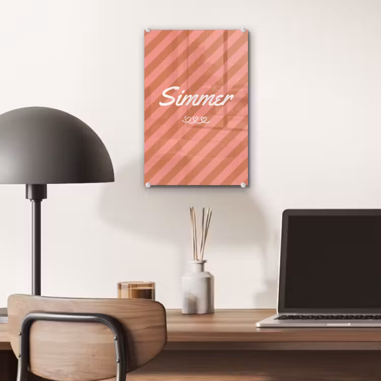 Glas schilderij - Simmer - Hartjes - Strepen - Roze — 7