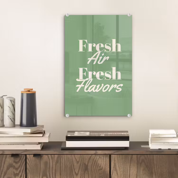 Glas schilderij - Tekst - Groen - Sierlijk - Letters — 2