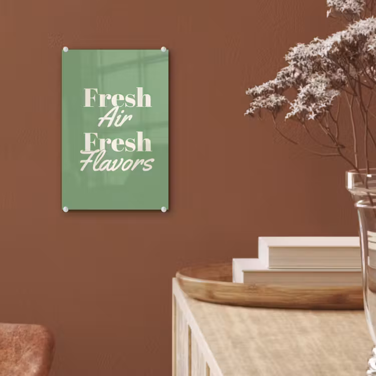 Glas schilderij - Tekst - Groen - Sierlijk - Letters — 6