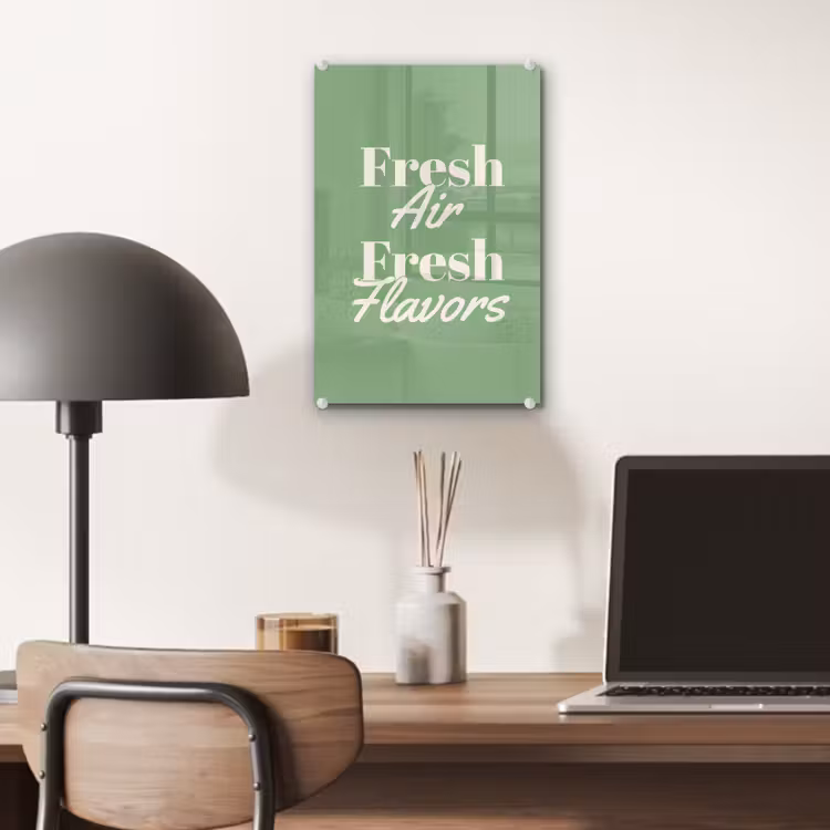 Glas schilderij - Tekst - Groen - Sierlijk - Letters — 7