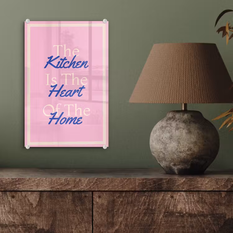 Glas schilderij - Tekst - Blauw - Keuken - Kader — 4