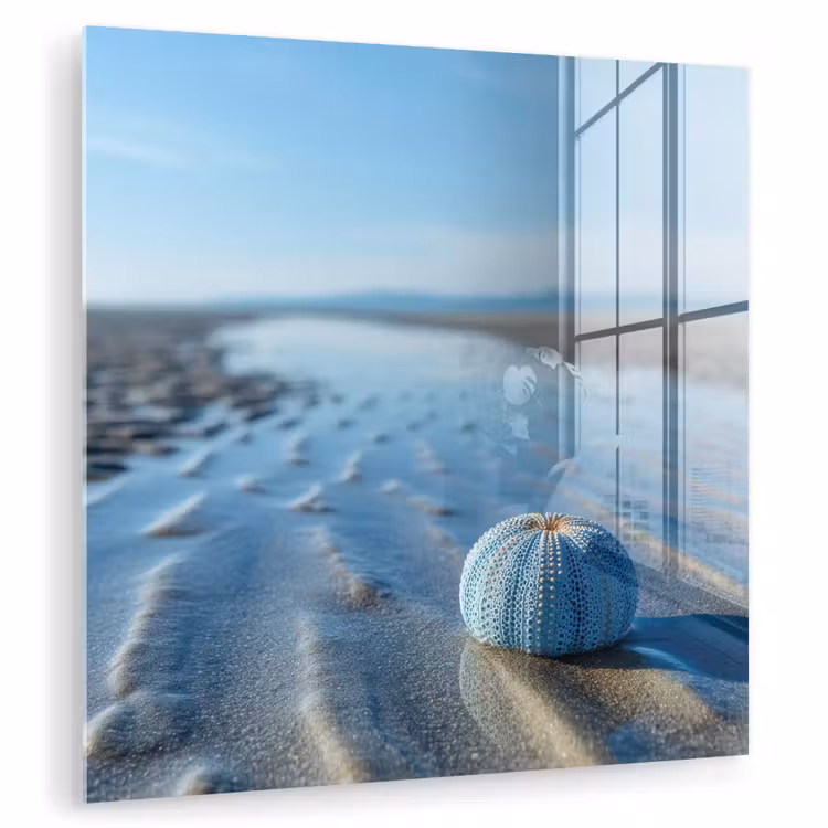 Glas schilderij - Strand - Schild - Water - Blauw — 1