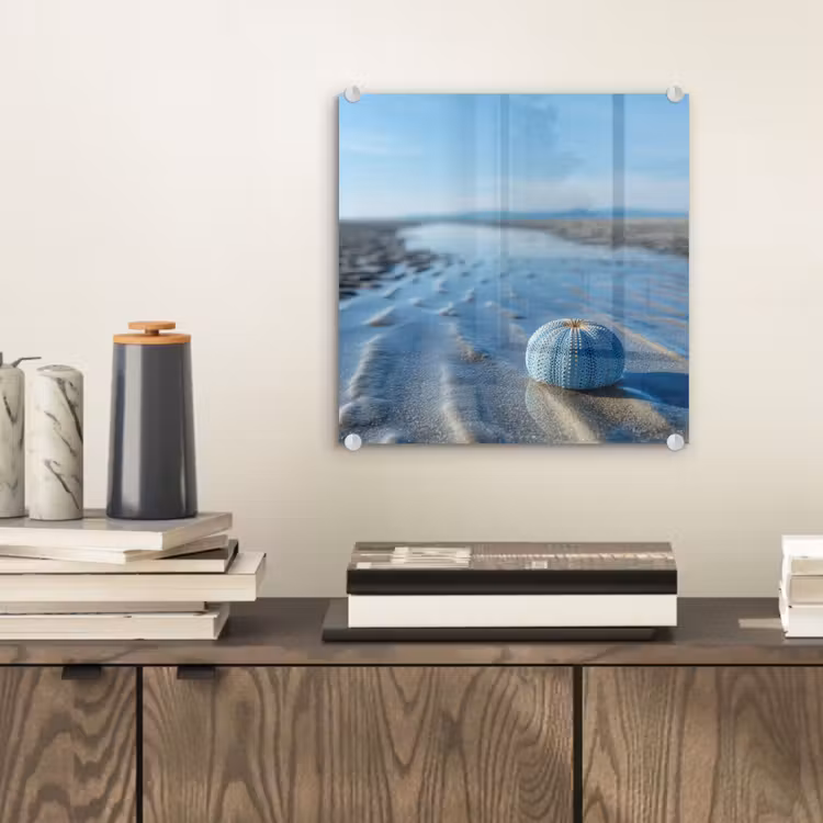 Glas schilderij - Strand - Schild - Water - Blauw — 2