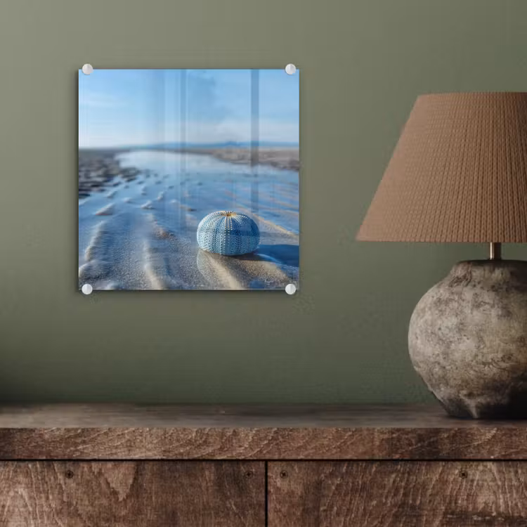 Glas schilderij - Strand - Schild - Water - Blauw — 4