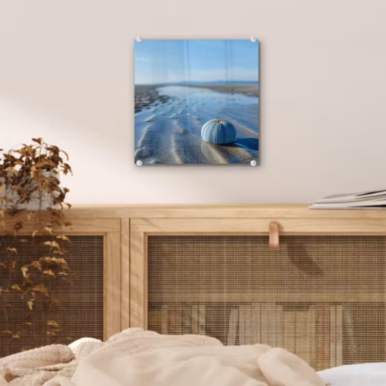 Glas schilderij - Strand - Schild - Water - Blauw — 5