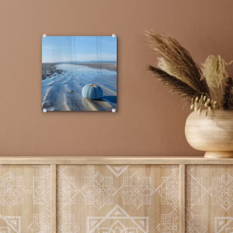 Glas schilderij - Strand - Schild - Water - Blauw — 6