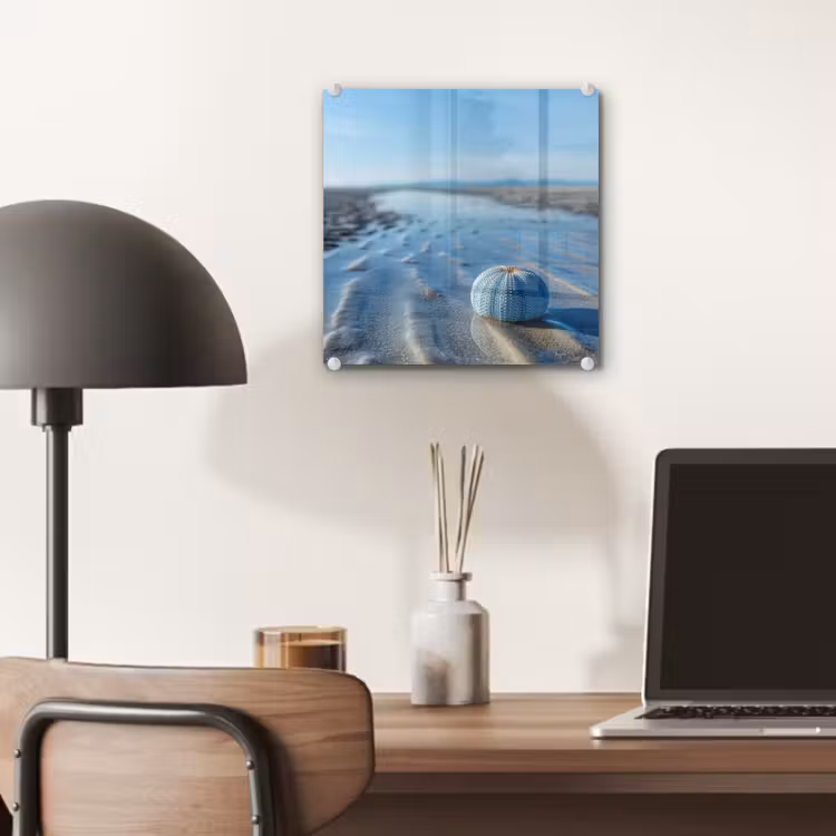 Glas schilderij - Strand - Schild - Water - Blauw — 7