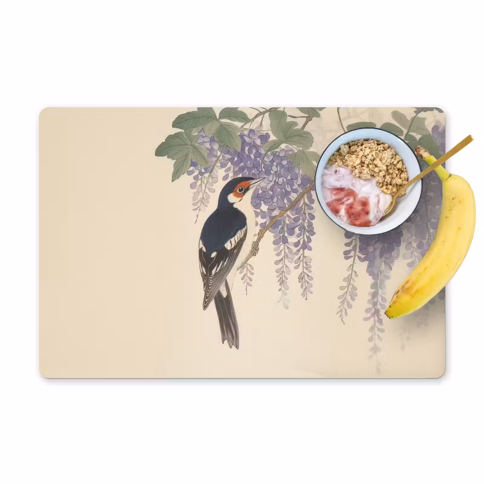 Placemat - 6 stuks - Specht - Bloemen - Paars — 1
