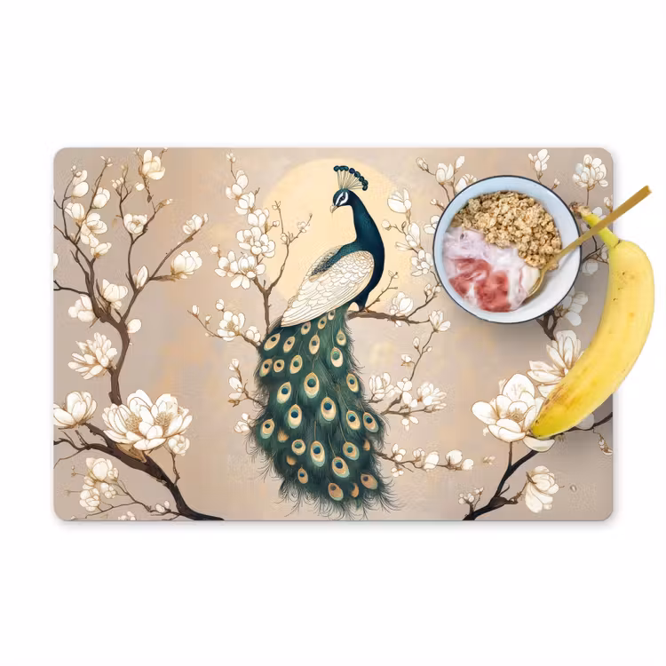 Placemat - 6 stuks - Pauw - Tak - Bloemen — 1