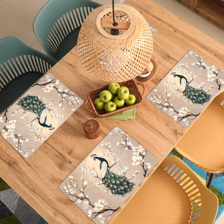 Placemat - 6 stuks - Pauw - Tak - Bloemen — 6