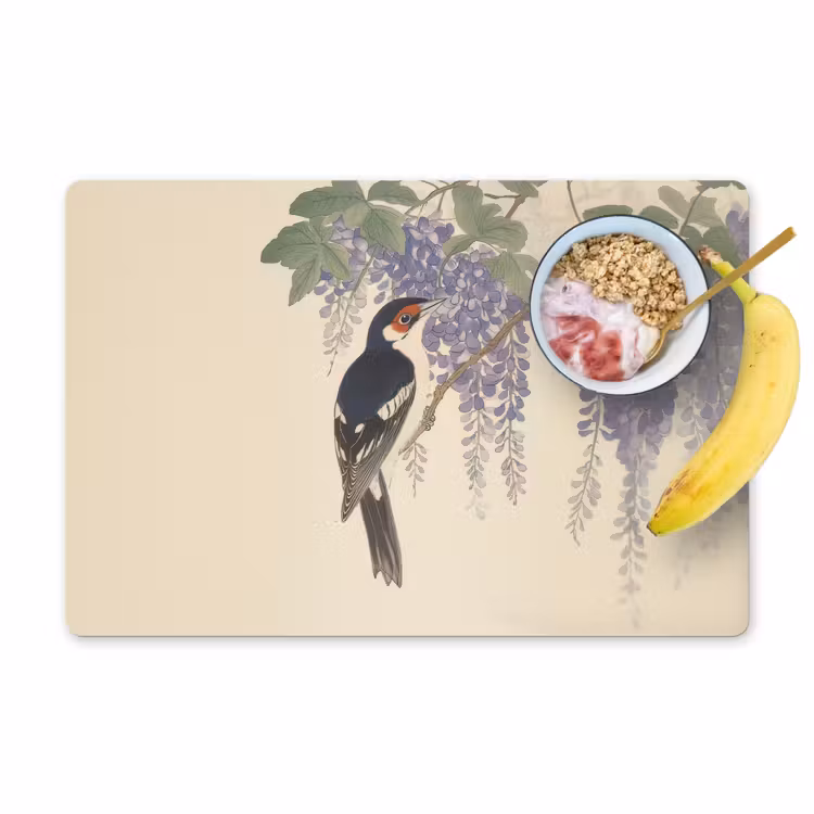 Placemat - 6 stuks - Specht - Bloemen - Paars — 1