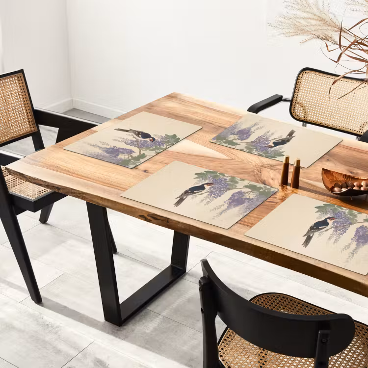 Placemat - 6 stuks - Specht - Bloemen - Paars — 5