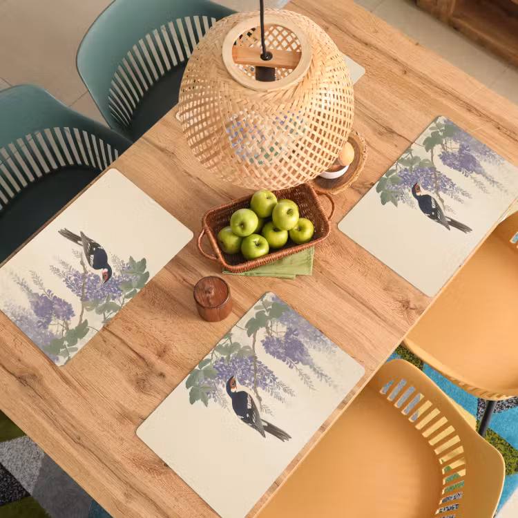 Placemat - 6 stuks - Specht - Bloemen - Paars — 6