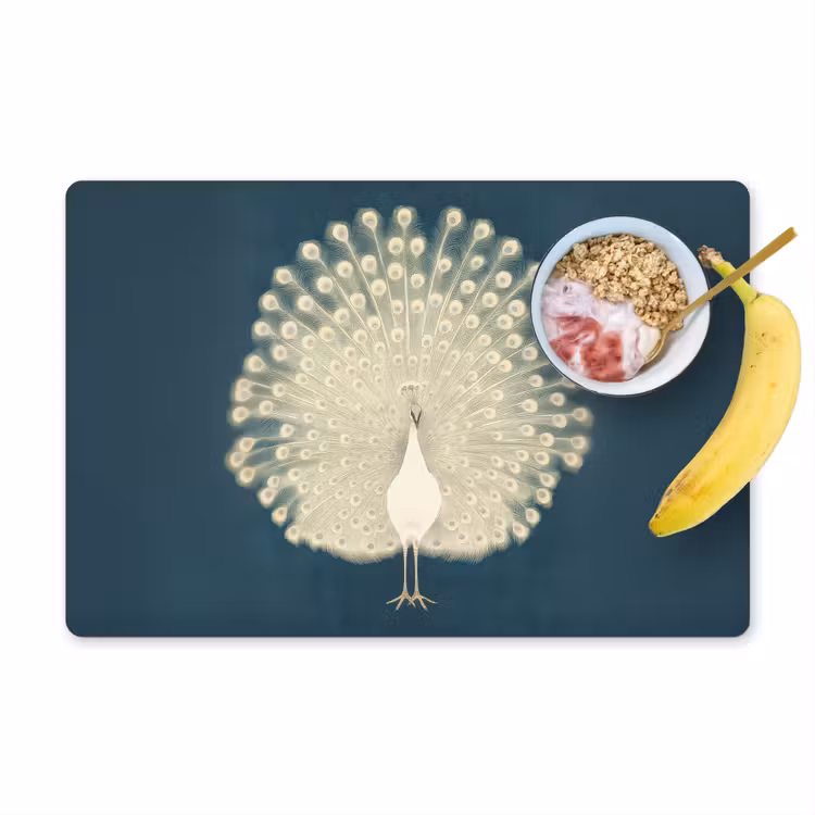 Placemat - 6 stuks - Vogel - Blauw - Vintage — 1