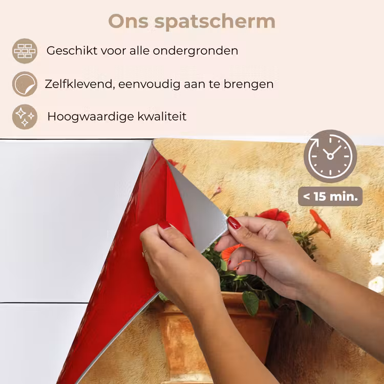 Spatscherm keuken - Bloempotten - Muur - Vintage — 3