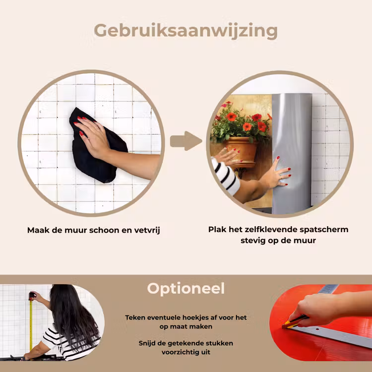 Spatscherm keuken - Bloempotten - Muur - Vintage — 7