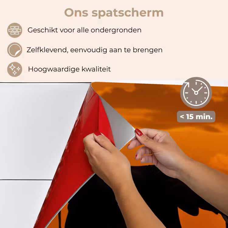 Spatscherm keuken - Olifanten - Savanne - Zonsondergang — 3