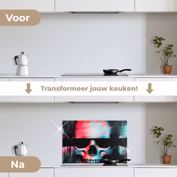 Spatscherm keuken - Schedels - Glitch - Cyberpunk — 2