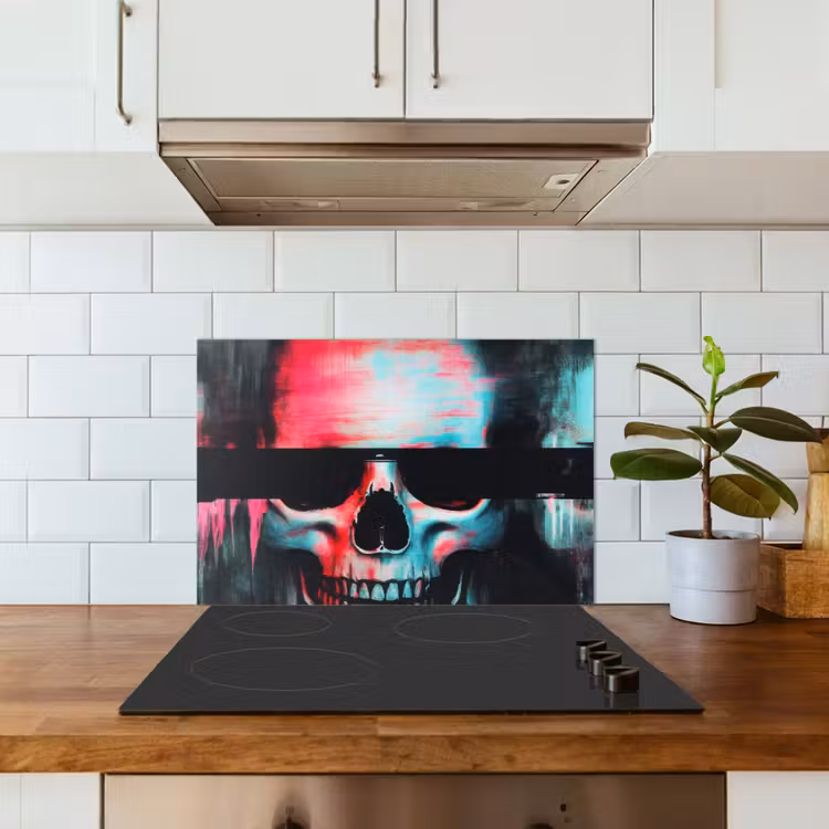 Spatscherm keuken - Schedels - Glitch - Cyberpunk — 5
