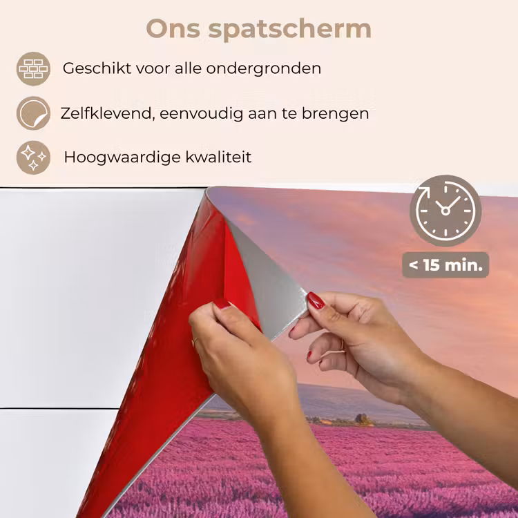 Spatscherm keuken - Lavendelveld - Zonsondergang - Paars - Bloemen — 3