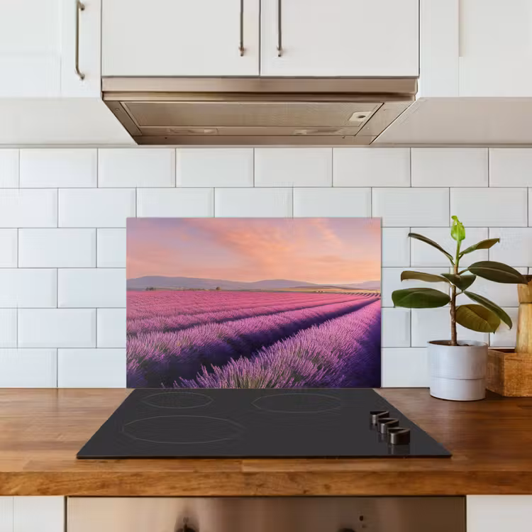 Spatscherm keuken - Lavendelveld - Zonsondergang - Paars - Bloemen — 5