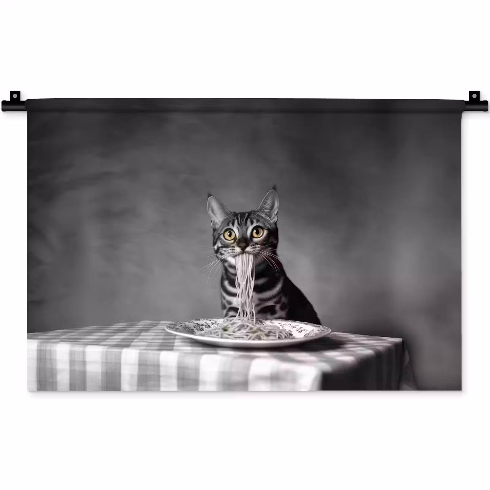 Wandkleed - Bengaal - Kat - Tafelkleed - Zwart - Wit - Dier — 1