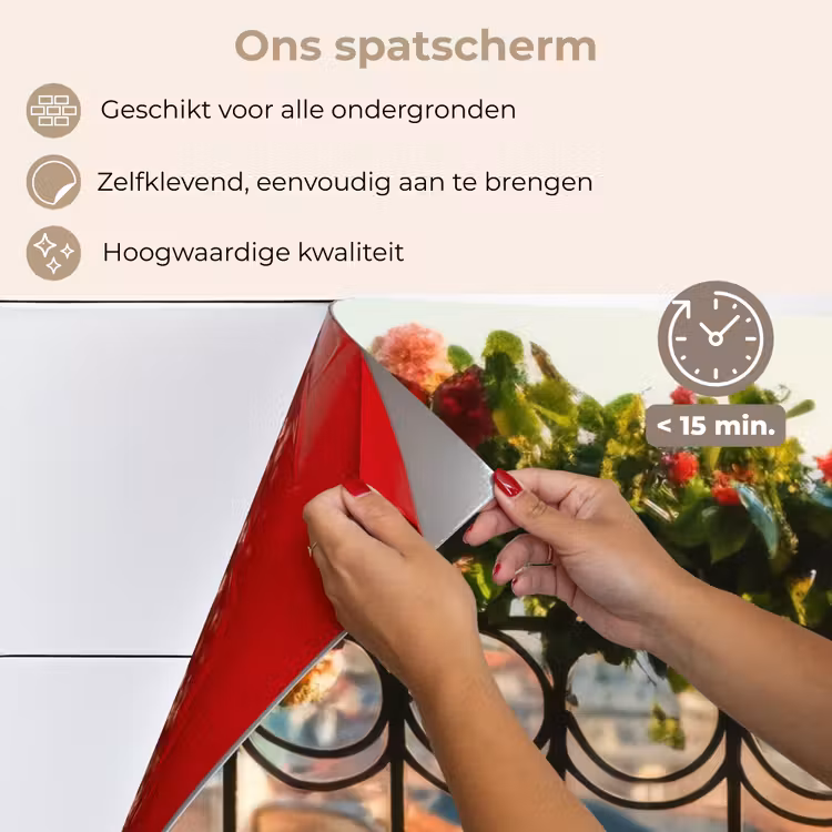 Spatscherm keuken - Bloemen - Hek - Stadszicht - Zomer — 3