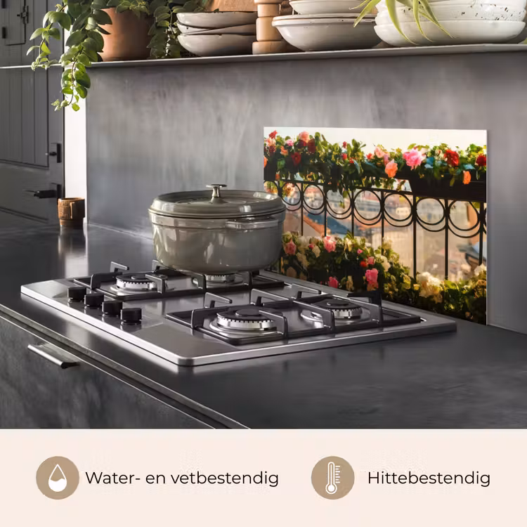 Spatscherm keuken - Bloemen - Hek - Stadszicht - Zomer — 6