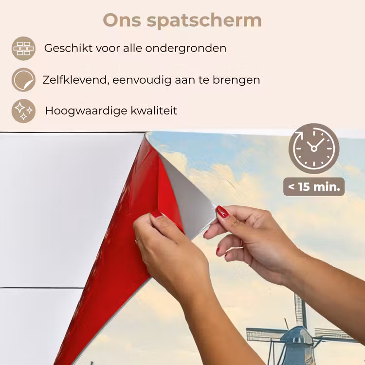 Spatscherm keuken - Koeien - Windmolen - Weide - Blauw — 3