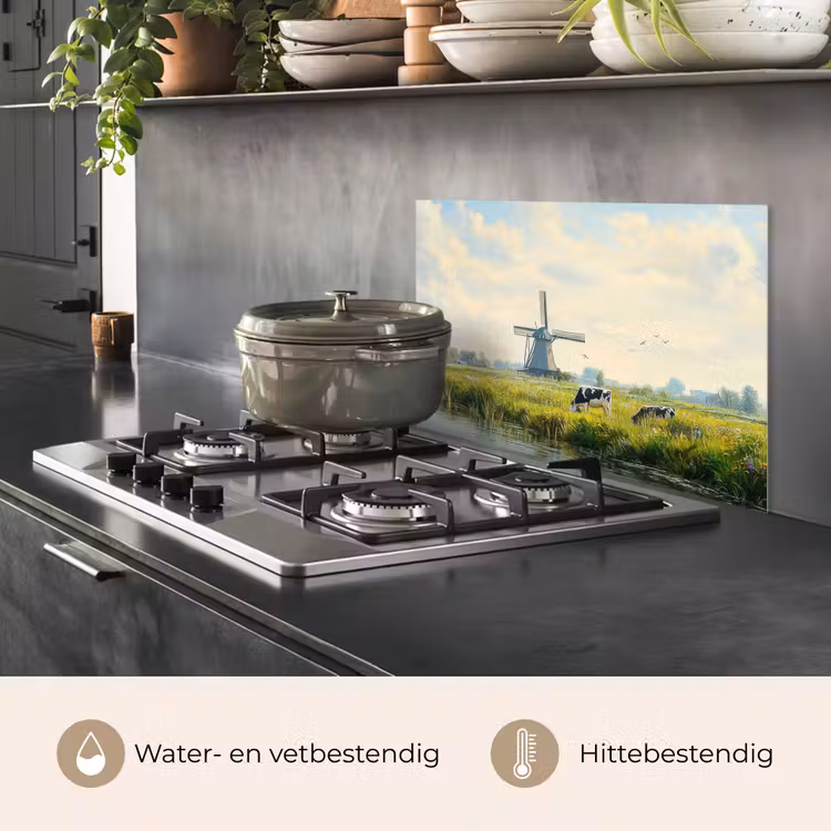Spatscherm keuken - Koeien - Windmolen - Weide - Blauw — 6