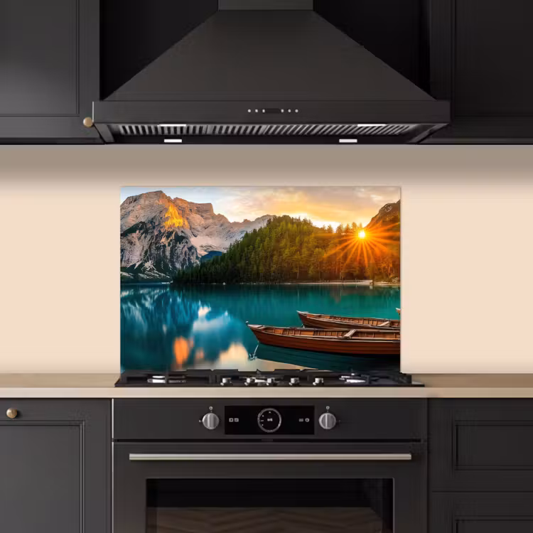Spatscherm keuken - Meer - Bergen - Zonsondergang - Boot — 1