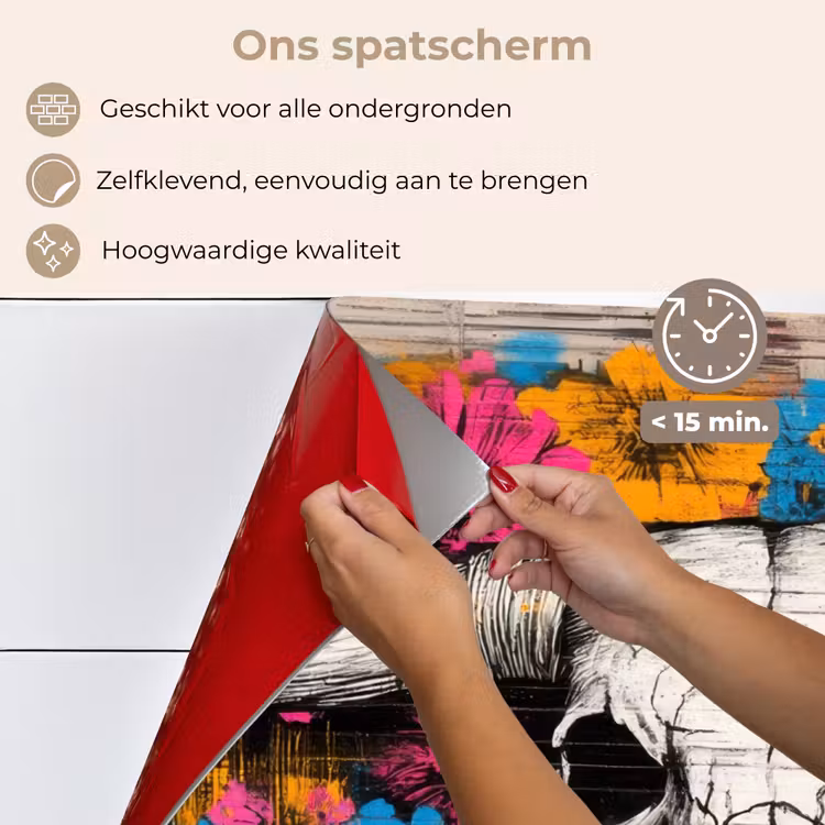 Spatscherm keuken - Schedel - Bloemen - Graffiti — 3