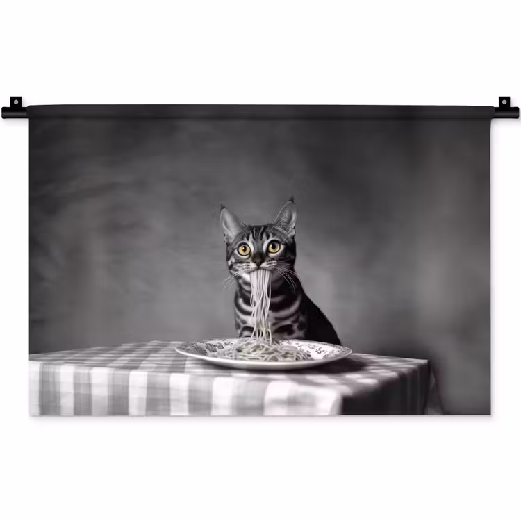 Wandkleed - Bengaal - Kat - Tafelkleed - Zwart - Wit - Dier — 1