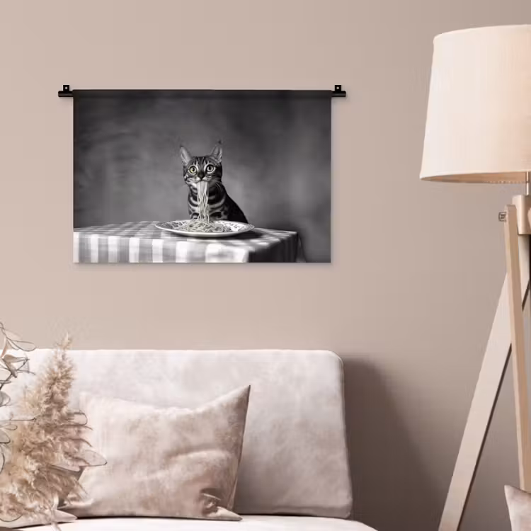 Wandkleed - Bengaal - Kat - Tafelkleed - Zwart - Wit - Dier — 2