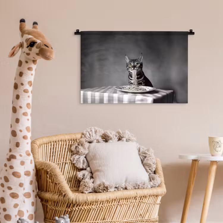 Wandkleed - Bengaal - Kat - Tafelkleed - Zwart - Wit - Dier — 5