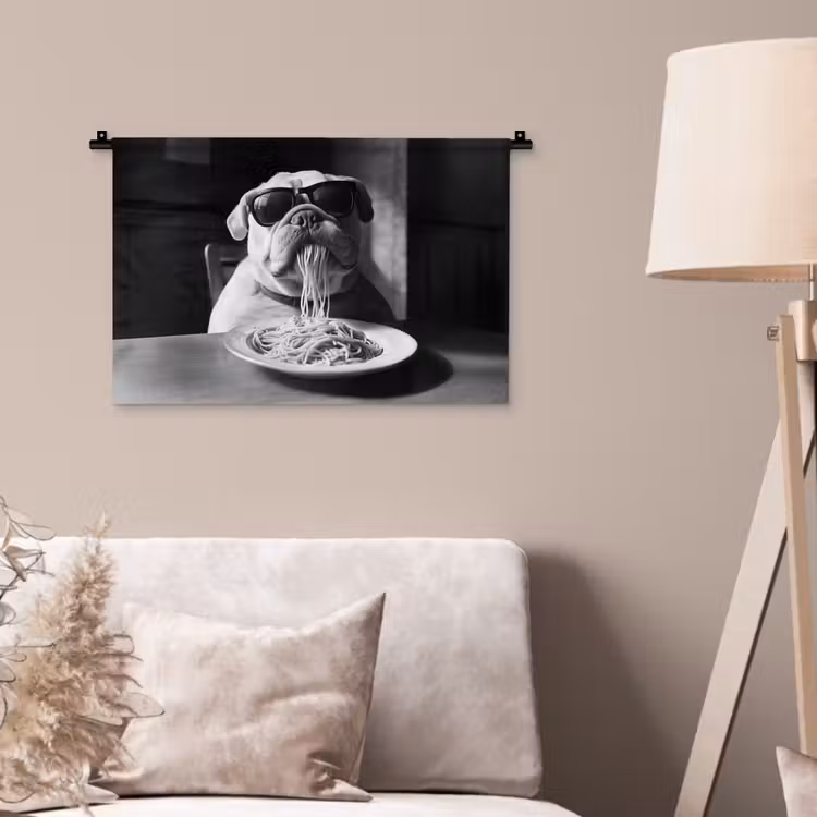 Wandkleed - Hond - Bulldog - Pasta - Bril - Stoer - Dieren — 2