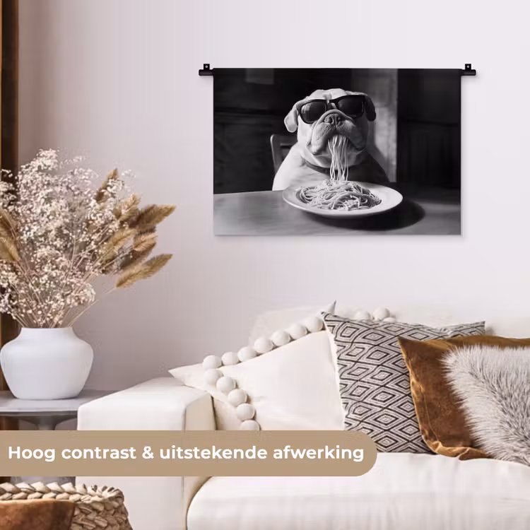 Wandkleed - Hond - Bulldog - Pasta - Bril - Stoer - Dieren — 4