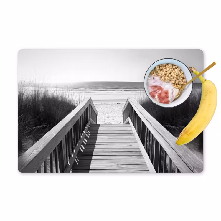 Placemat - 6 stuks - Loopbrug - Hout - Strand - Zee — 1