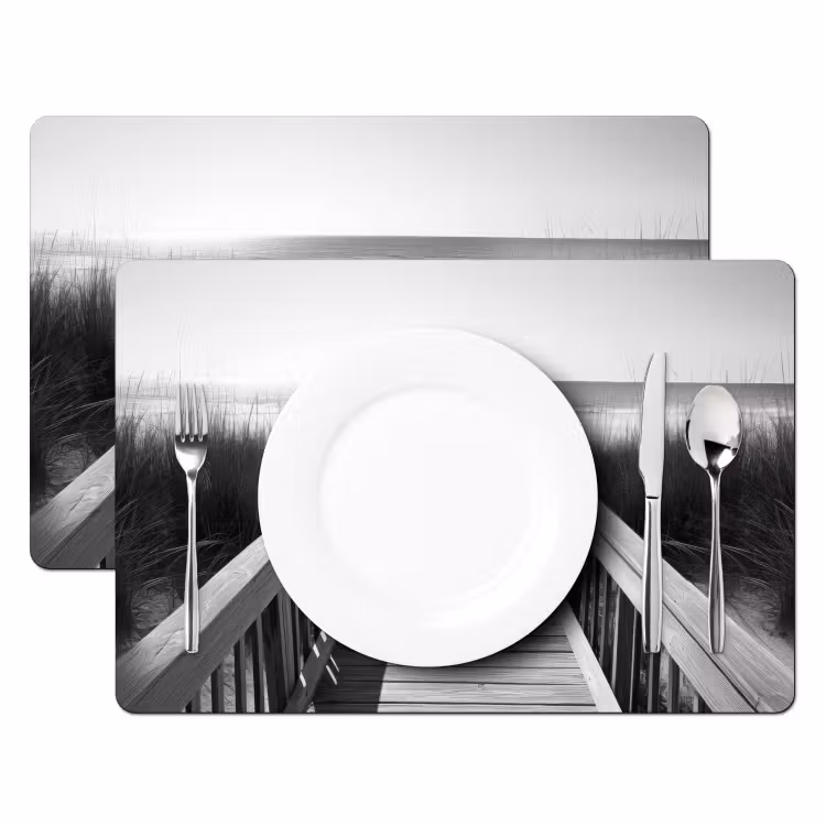Placemat - 6 stuks - Loopbrug - Hout - Strand - Zee — 2