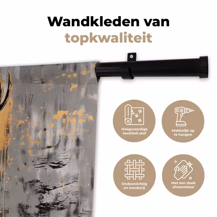 Wandkleed - Abstract - Hert - Gewei - Goud — 3