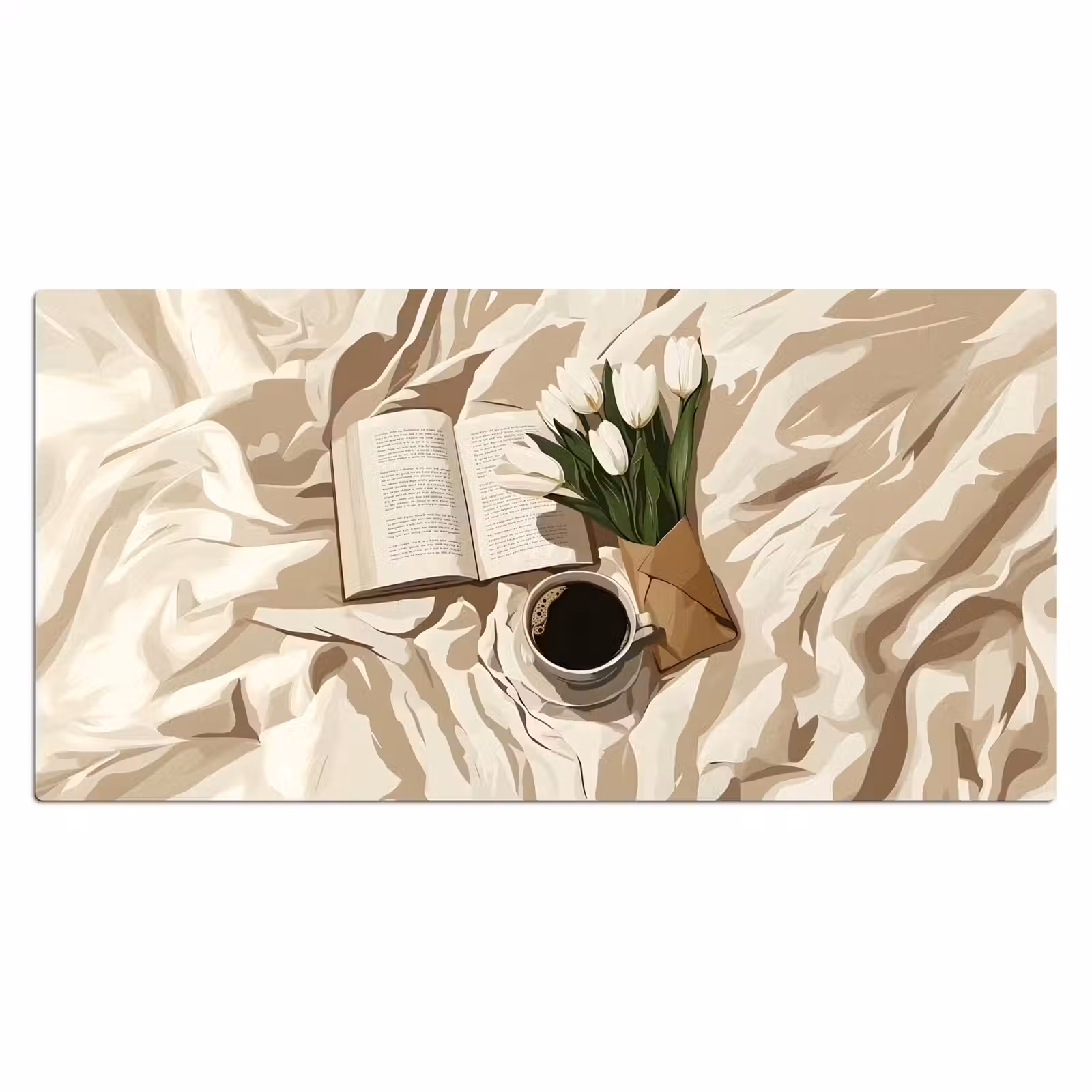 Bureau onderlegger - Boek - Illustratie - Tulpen - Koffie — 1