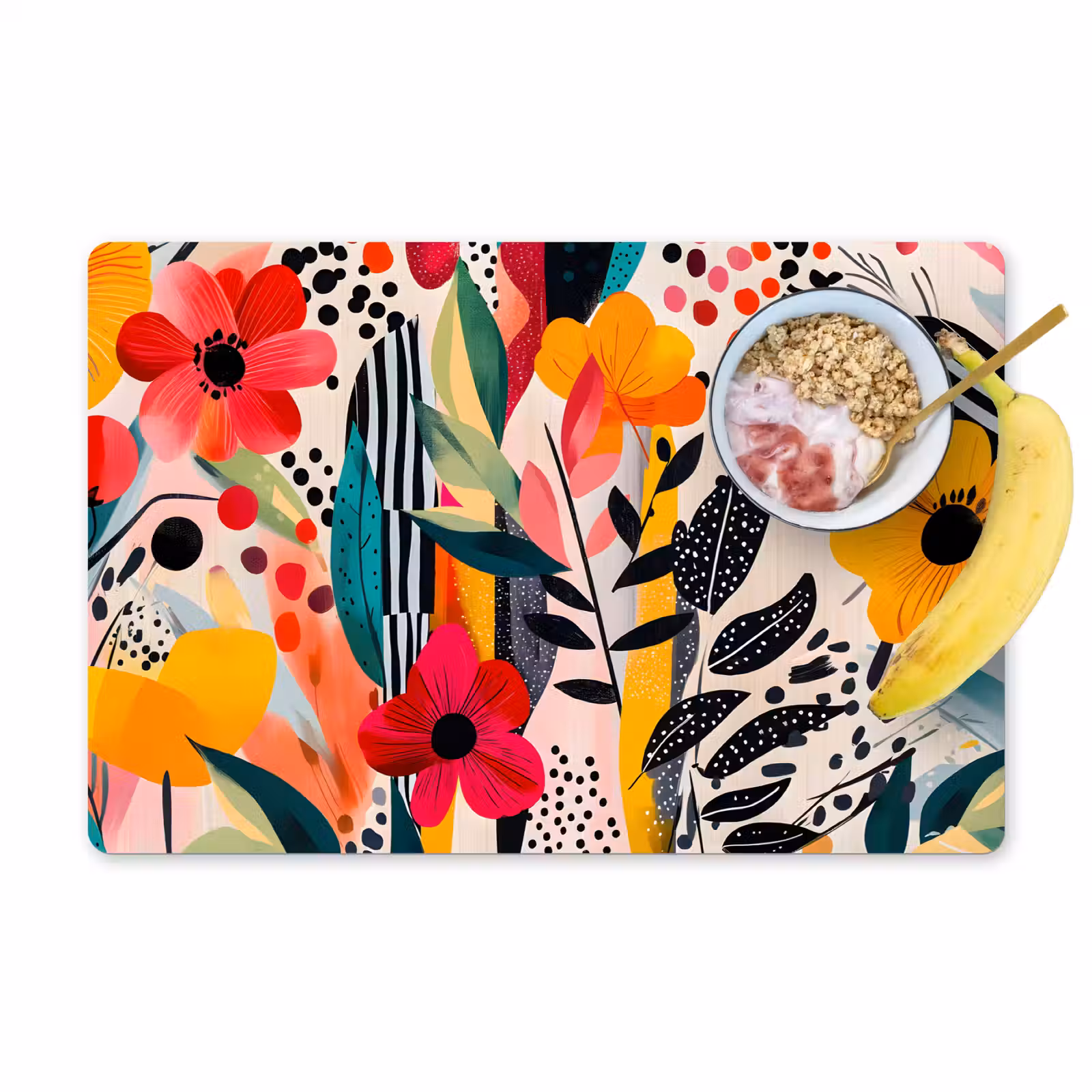 Placemat - 6 stuks - Bloemen - Bladeren - Abstract - Kleurrijk — 1