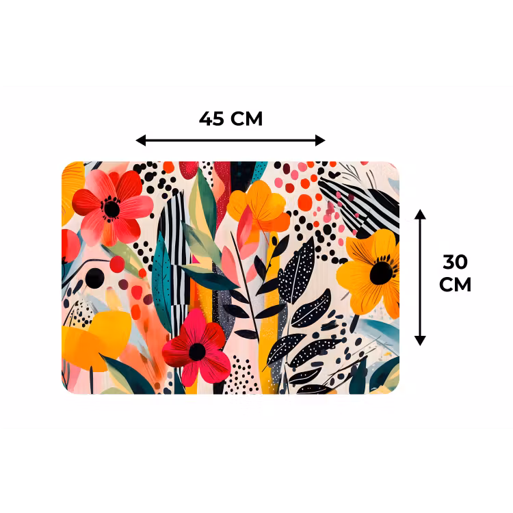 Placemat - 6 stuks - Bloemen - Bladeren - Abstract - Kleurrijk — 3
