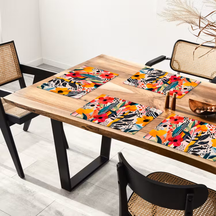 Placemat - 6 stuks - Bloemen - Bladeren - Abstract - Kleurrijk — 5