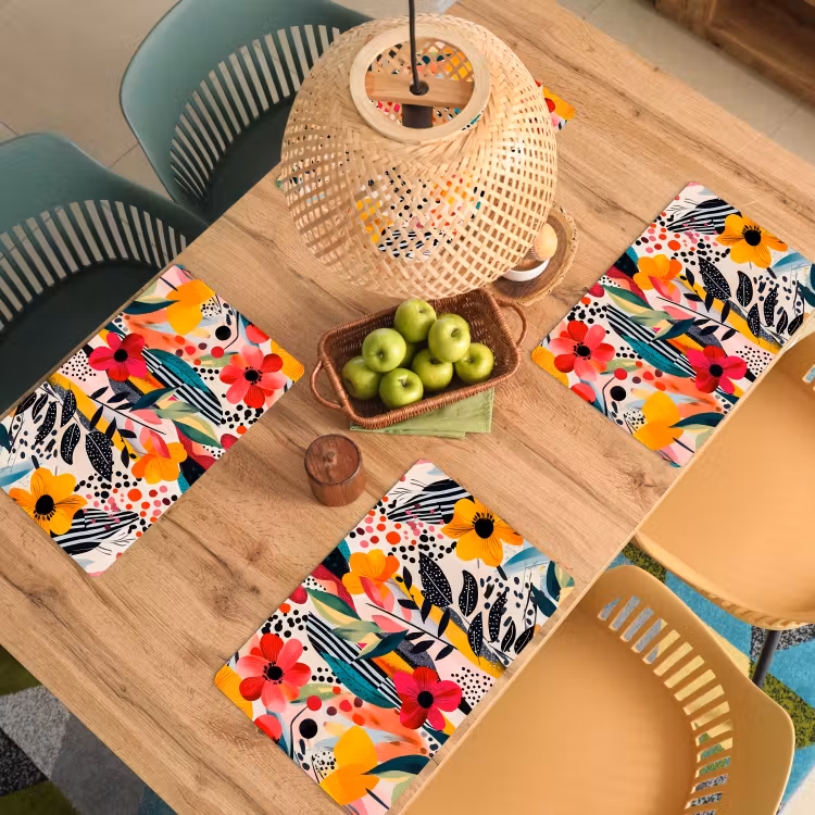 Placemat - 6 stuks - Bloemen - Bladeren - Abstract - Kleurrijk — 6