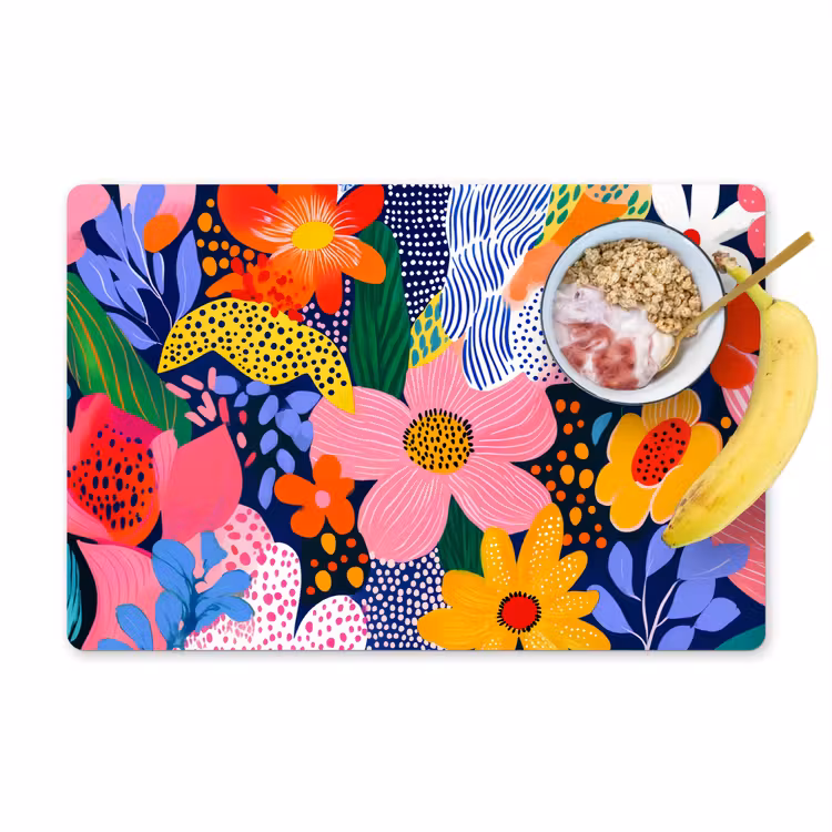 Placemat - 6 stuks - Kleurrijk - Bloemen - Abstract - Stippen — 1