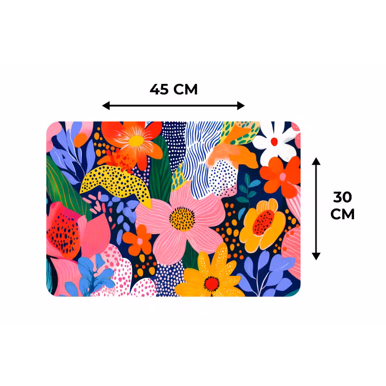 Placemat - 6 stuks - Kleurrijk - Bloemen - Abstract - Stippen — 3