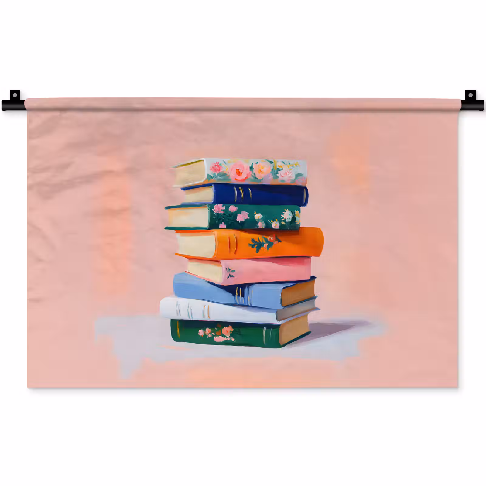 Wandkleed - Boeken - Stapel - Kleurrijk — 1