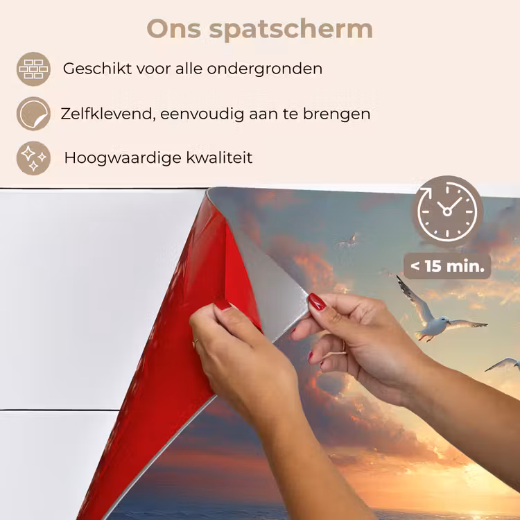 Spatscherm keuken - Meeuwen - Zonsondergang - Zee - Wolken — 4