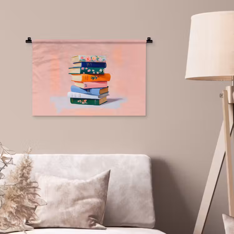 Wandkleed - Boeken - Stapel - Kleurrijk — 2